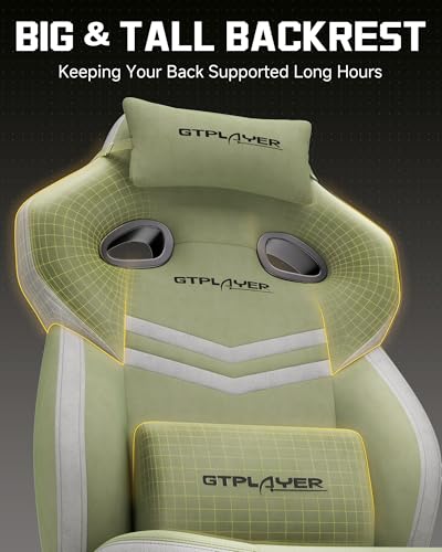 GTPLAYER Big & Tall Gaming Chair, Wide Seat with Footrest, Green - color: 06 Green