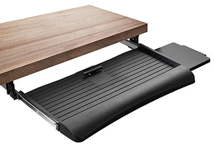 Mount-It! Keyboard Tray Under Desk with Adjustable Mouse Platform – Easy-Glide Sliding Drawer Under Desk Slide Out – Ergonomic Under Key Board Shelf for Office, Gaming, and Workstations