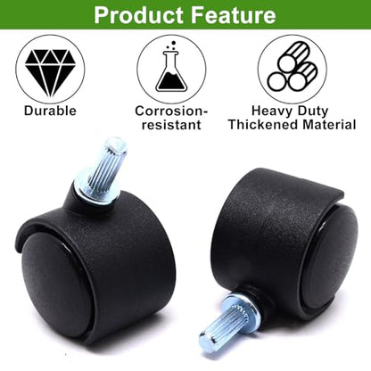 Plastic Caster Wheels 1 Inch, M6 Straight-Grained Rod Swivel Casters Set of 4, Black Nylon Replacement Casters Wheels for Furniture Table Cabinet Office Chair - style: 1 Inch-M6 Straight-grained Rod