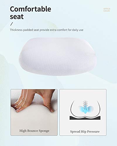 Home Office Chair Mid Back PC Swivel Lumbar Support Adjustable Desk Task Computer Ergonomic Comfortable Mesh Chair with Armrest (White) - color: White
