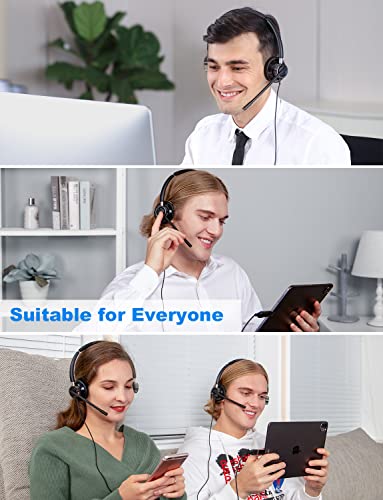 New Bee USB Headset with Microphone for PC Laptop Mute Control | Laptop, Skype, Zoom, Call Center, Meetings, Webinar, Home