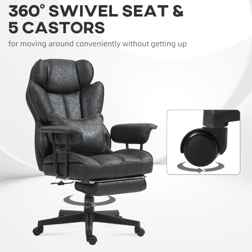 HOMCOM Massage Executive Office Chair 6 Vibration Points 400LBS Black - color: Black