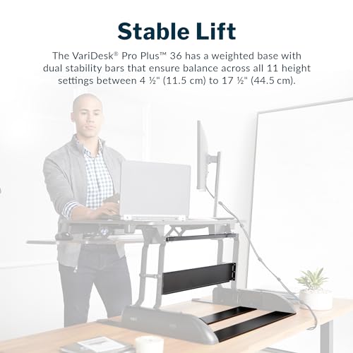 Vari Pro Plus 36 Standing Desk Converter – Spring-Loader Lift – Espresso - color: Espresso