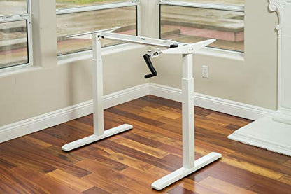 Height Adjustable Ergonomic Workstation Crank Desk Frame, Tabletop Not Included, 48.56 Inch Max, White - color: White