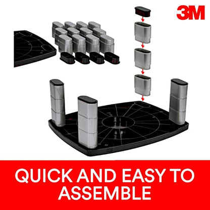 3M Adjustable Monitor Stand, Three Leg Segments, Simply Adjust Height from 1" to 5 7/8", Holds Up to 80 lbs, 11" Space Between Columns, Silver/Black (MS80B) - size: 11-Inch