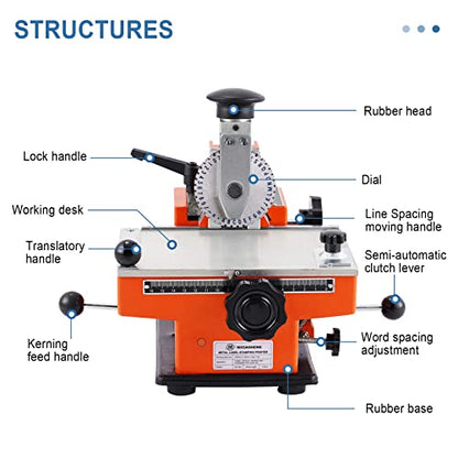 Manual Nameplate Metal Label Stamping Printer Machine Marking Machine for Metal (No.4 Codeword Plate) - size: No.4 Codeword Plate