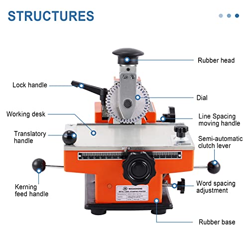 MXBAOHENG Semi-Automatic Metal Nameplate Stamping Machine 6mm Font | Dog Tag Printer Embossing Machine, Stamps Letters/Numbers on Aluminum, Stainless Steel, Copper Nameplates, Adjustable Spacing - size: No.6 Codeword Plate