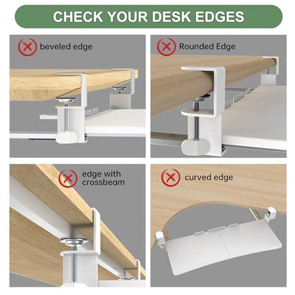UPGRAVITY Extra Large Keyboard Tray Under Desk - Slide Out with Sturdy C-Clip Mount System, 31.5" (35.8" Including Clamps) x 11.8" Put-Out Keyboard Tray Computer Drawer for Ergonomic Typing, White - color: White