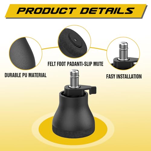 Bell Glides Replacement Office Chair, Caster Wheels Stopper Chair Feet with Separate Self Adhesive Felt Pads, Wheel for Carpet (Advanced Fixed feet-5PCS) - style: Advanced fixed feet-5PCS