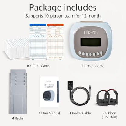 Time Clocks for Employees Small Business, Auto-Align Time Clock, 6 Punches per Day Time Machine | Clock in Machine for Employees with 100 Time Cards, 2 Ink Ribbons