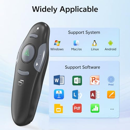 Presentation Clicker for PowerPoint, Wireless Presenter Remote with Case - style: Green Laser