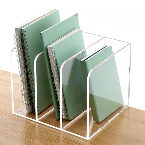 Acrylic Desk File Organizer, 3-Section Vertical File Folder Rack,Clear - size: Standard 3-Section