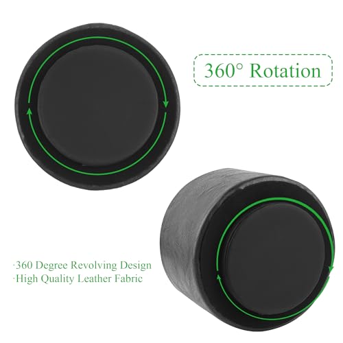 Round Leather Art Supply Organizer,Remote Control Holder,360 Degree Spinning,Multi-Functional Pencil Holder,4 Compartments Desktop Stationary Organizer(1-Crazy Black) - color: 1-Crazy Black