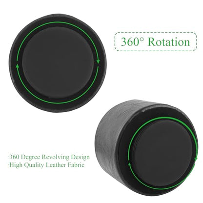 Round Leather Art Supply Organizer,Remote Control Holder,360 Degree Spinning,Multi-Functional Pencil Holder,4 Compartments Desktop Stationary Organizer(1-Crazy Black) - color: 1-Crazy Black