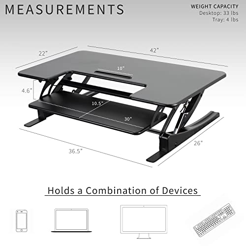 VIVO Black 42 in Standing Desk Converter, DESK-V000VL - color: Black, size: 42"