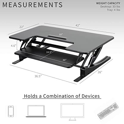 VIVO Black 42 in Standing Desk Converter, DESK-V000VL - color: Black, size: 42"