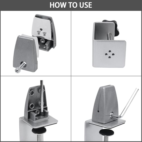 Heavy Duty Sneeze Guard Clamp For 0.1" to 1" Thick Panel,Desk Partition Support Clamps,Adjustable Aluminum Desktop Divider Holder,Easy to Install Desk Privacy Panel Clips, 4 Pack,Silver - color: Silver