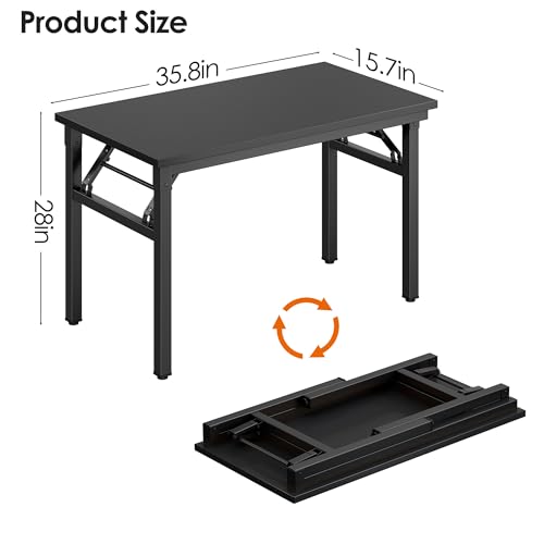 DlandHome 35.8 Inch Small Folding Computer Desk for Home Office, Black - color: Black + Black, size: 35.8 Inches