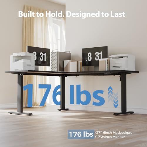 Agilestic L Shaped Electric Standing Desk Adjustable Height, 75 Inch, Black - color: Black, size: 75 x 61 Inch