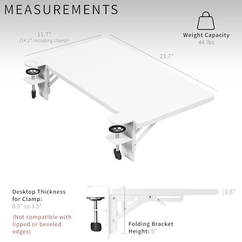 VIVO White Clamp-on 24 x 12 in Desk Extender, DESK-EXT24W