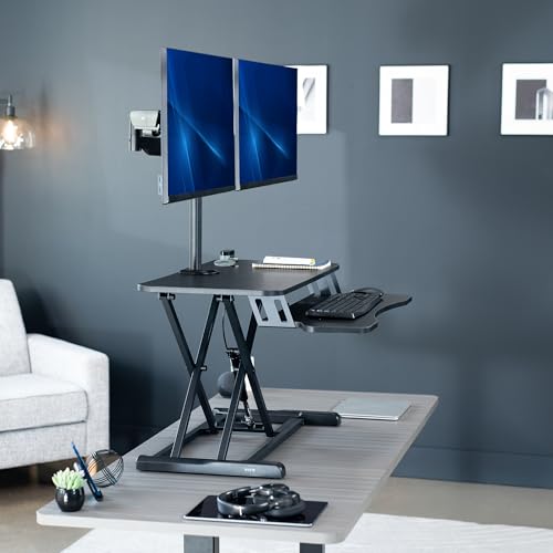VIVO Black 32 inch Desk Riser with Monitor Mount, DESK-KIT-0K2K - size: 32"