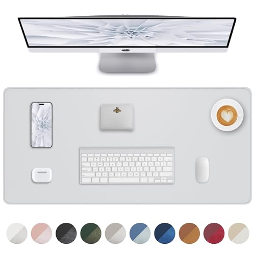 PU Leather Desk Mat Protector - 36"x17" Large Non-Slip Office Desk Pad, Waterproof Keyboard & Mouse Pad, Premium Workstation Cover for Home & Office (Ivory White) - color: Ivory White, size: 36" x 17"
