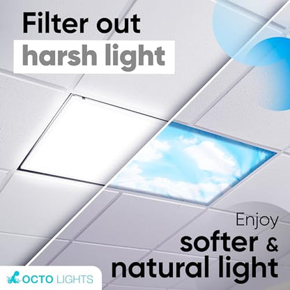 Fluorescent Light Covers for Ceiling Lights Classroom Magnetic Cloud 4pk - color: Calming Clouds