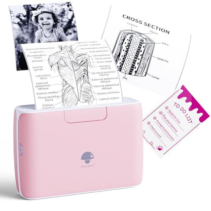 Phomemo 4" Portable Thermal Printer, 300DPI Inkless Printer Label Machine - color: Pink