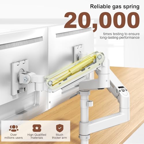 Heavy Duty Dual Monitor Arm for 17-49" Screens, Vertical Stack, 44lbs - color: White