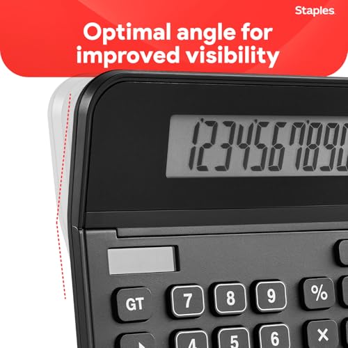 Staples 10-Digit Desktop Calculator, Solar/Battery, Large LCD Display, Basic Financial Functions, Compact Office Desk Calculator - style: 1 Pack