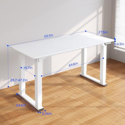 FLEXISPOT 4-Leg Standing Desk, 55"x28", Electric Height Adjustable, White - size: 55"x28"