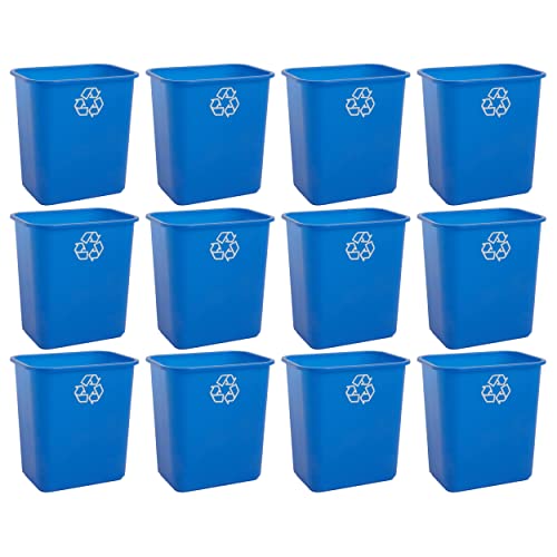 United Solutions 7.7 Gallon Recycling Wastebasket, 12Pack, Blue, Under Desk | Slim 30.8-quart recycling bins fit small spaces in offices, kitchens, dorms, and homes with an easy-to-clean design - color: Blue, size: 30.8 Qt - 12 Pack