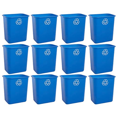 United Solutions 7.7 Gallon Recycling Wastebasket, 12Pack, Blue, Under Desk | Slim 30.8-quart recycling bins fit small spaces in offices, kitchens, dorms, and homes with an easy-to-clean design - color: Blue, size: 30.8 Qt - 12 Pack