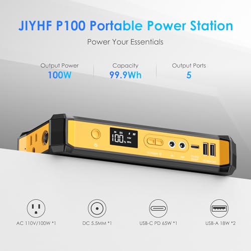 JIYHF Portable Power Bank with AC Outlet, 99.9Wh Portable Laptop Charger - style: P100 Orange