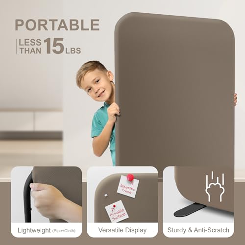 DECOLAB Standing Room Partition, Portable Wall Panel, 29"x65", Taupe - color: Taupe