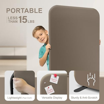DECOLAB Standing Room Partition, Portable Wall Panel, 29"x65", Taupe - color: Taupe