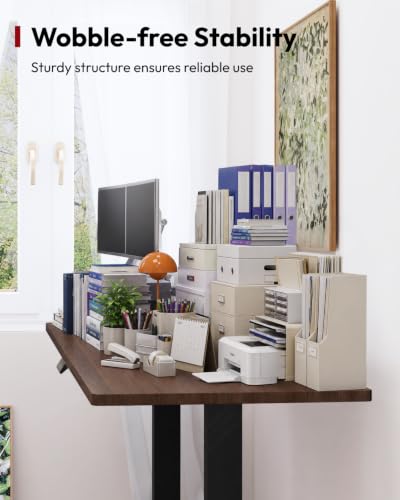 SANODESK Dual Motor 63''x 28'' Large Height Adjustable Standing Desk - color: Black Frame/Black Walnut Top, size: 63x28