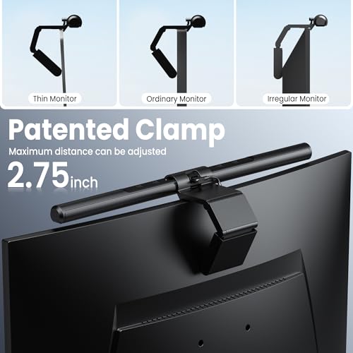 Quntis Computer Monitor Lamp, Screen Monitor Light Bar for Eye Caring, USB Reading LED Task Lamp with Auto-Dimming, Dimmable Light Bar, Touch Control, No Glare Space Saving Home Office Desk Lamps - style: ScreenLinear Pro ‎Gray