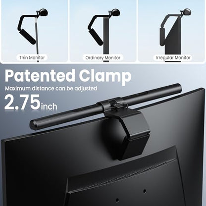 Quntis Computer Monitor Lamp, Screen Monitor Light Bar for Eye Caring, USB Reading LED Task Lamp with Auto-Dimming, Dimmable Light Bar, Touch Control, No Glare Space Saving Home Office Desk Lamps - style: ScreenLinear Pro ‎Gray