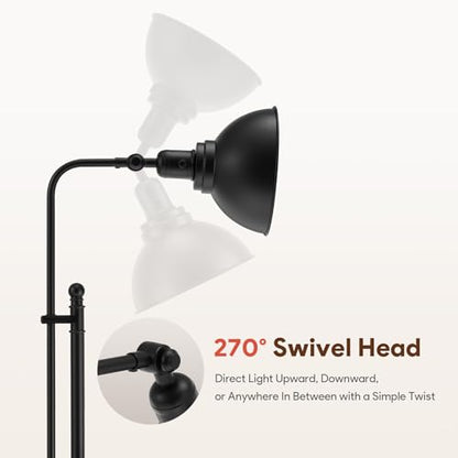 VONLUCE Industrial Floor Lamp 65", Adjustable Standing Lamp for Living Room - color: Black