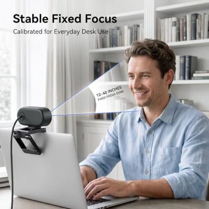EMEET C100 2K Webcam for PC with Rotating Privacy Cover, Mic & Metal Clip | Computer Camera for Home Office, Meetings, Learning, Streaming, External Webcam for Desktop, Laptop, PC USB-A - style: Crisp 2K w/ Portable Metal Clip