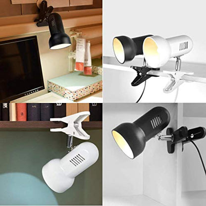 RONG&LAN Desk Lamp, 360 Rotation Clip on Lamp Portable Book Reading Light, Clamp on Desk/Table/Bunk Bed/Cupboard Home Lighting, White - color: White