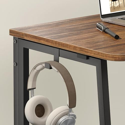 WOHOMO Folding Desk, 47.2" Foldable Computer Table for Small Spaces, Walnut - color: Brown, size: Extra Large Size:47.2 x 19.6