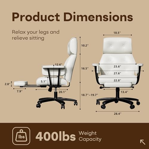 SeekFancy Reclining Criss Cross Office Chair with Wheels & Arms, White - color: White