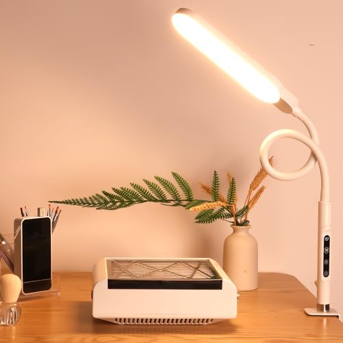 BQAN LED Desk Lamp with Clamp 15W Eye-Caring Clip on Light for Home White