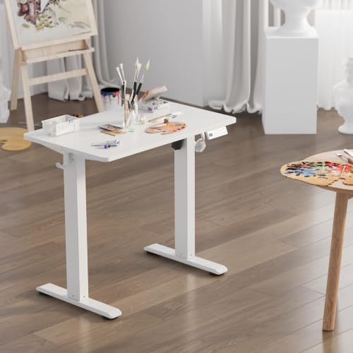 Claiks Electric Small Standing Desk, 32x19 Inch, White - color: White, size: 32 Inch