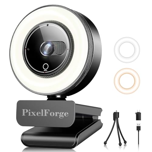 2K Webcam for PC with Microphone & Light & Privacy Cover - color: Black, style: 2K Sony Sensor