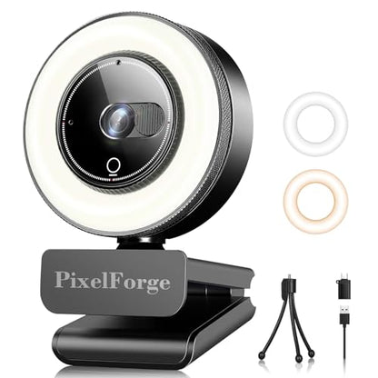2K Webcam for PC with Microphone & Light & Privacy Cover - color: Black, style: 2K Sony Sensor