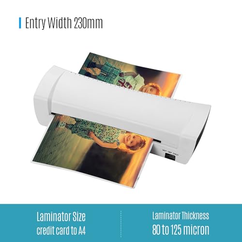 OSMILE SL200 Laminator Machine for Hot and Cold Lamination - A4 Size Document Photo and Card Laminating Machine with 230mm Entry Width - Two Roller System for Home and Office Use