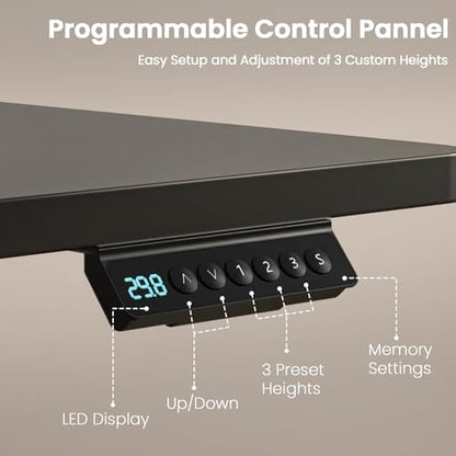 Kingant Standing Desk with Dual Drawers,Electric Height Adjustable 48"x 30" - color: Black, size: 48" x 30"
